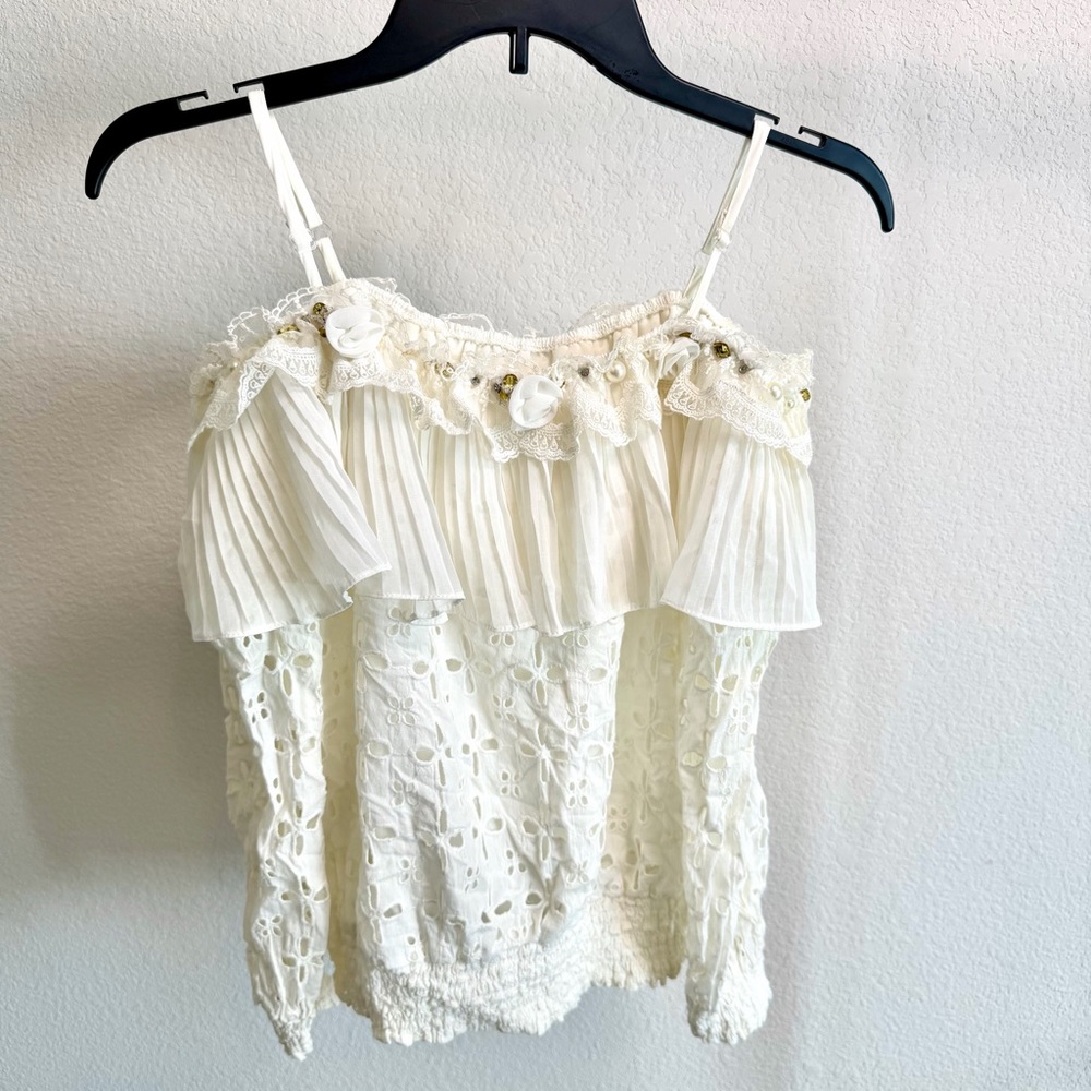 Elegant White Lace Off-Shoulder Top